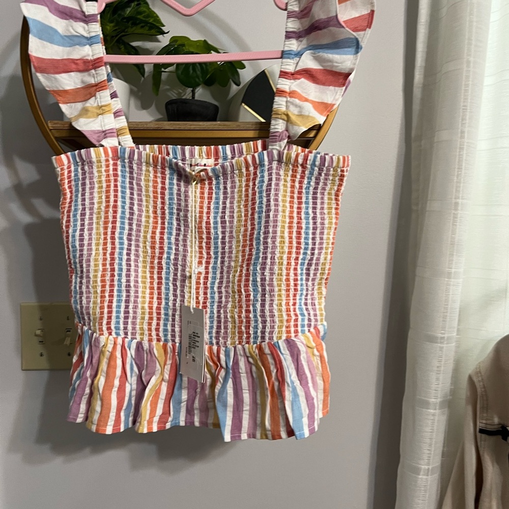 roller rabbit dove striped peplum top
